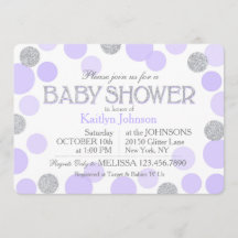 Silver Glitzer Lavender Scattered Dots Baby Dusche