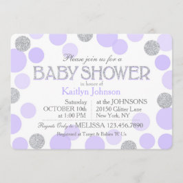 Silver Glitzer Lavender Scattered Dots Baby Dusche Einladung