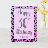 Silver Glitzer Leopard Animal Print 30. Geburtstag Karte (Gelbe Blume)
