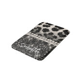Silver Glitzer Leopard Print Badematte (Schrägansicht)