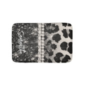 Silver Glitzer Leopard Print Badematte (Vorderseite)