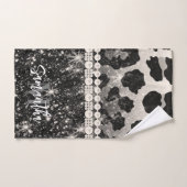 Silver Glitzer Leopard Print Badhandtuch Set (Handtuch)
