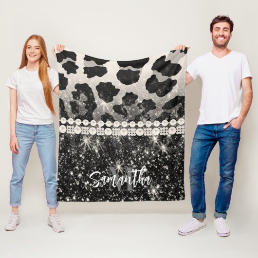 Silver Glitzer Leopard Print Fleecedecke (Beispiel)