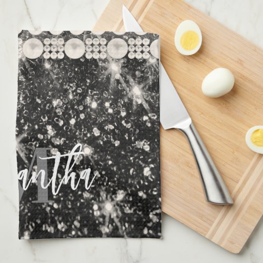 Silver Glitzer Leopard Print Geschirrtuch (Viertel Falte)