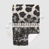 Silver Glitzer Leopard Print Golfhandtuch (Insitu)