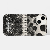 Silver Glitzer Leopard Print iPhone Hülle (Rückseite (Horizontal))