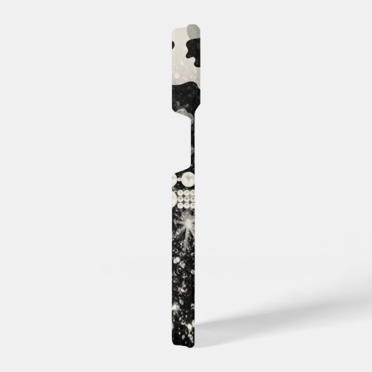 Silver Glitzer Leopard Print iPhone Hülle (Rechte Seite)