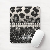 Silver Glitzer Leopard Print Mousepad (Mit Mouse)