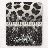 Silver Glitzer Leopard Print Mousepad (Vorne)
