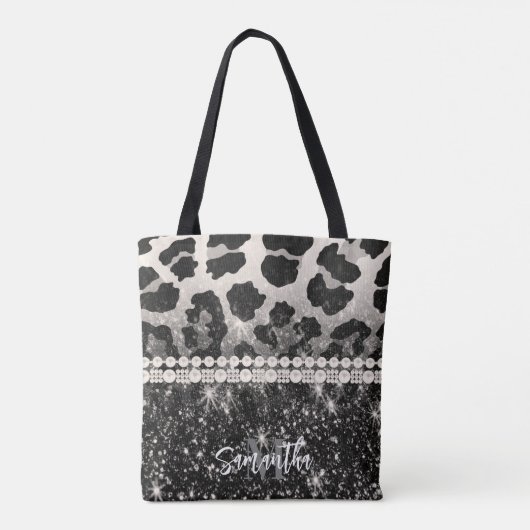 Silver Glitzer Leopard Print Tasche (Rückseite)