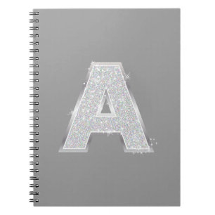 Silver Glitzer Letter A Notizblock