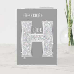 Silver Glitzer Letter H Karte