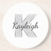 Silver Glitzer Letter K Getränkeuntersetzer (Vorne)
