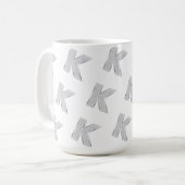 Silver Glitzer Letter K Kaffeetasse (Vorderseite Links)