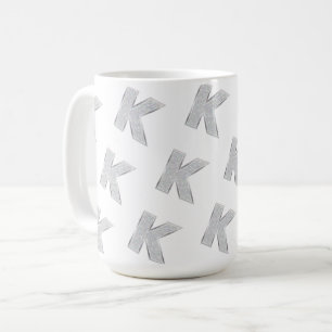 Silver Glitzer Letter K Kaffeetasse