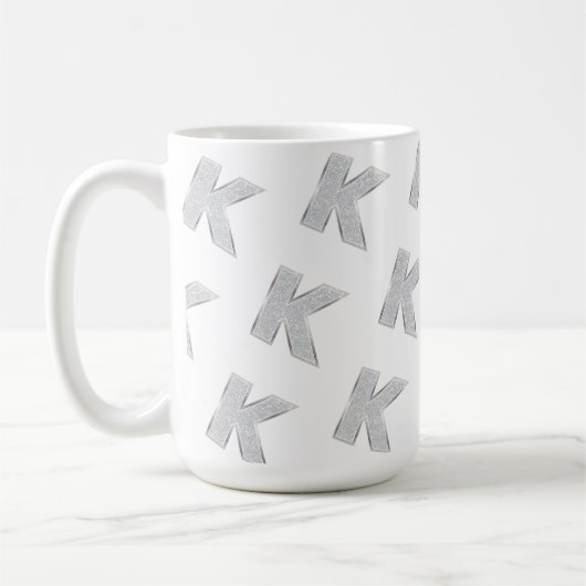 Silver Glitzer Letter K Kaffeetasse (Links)