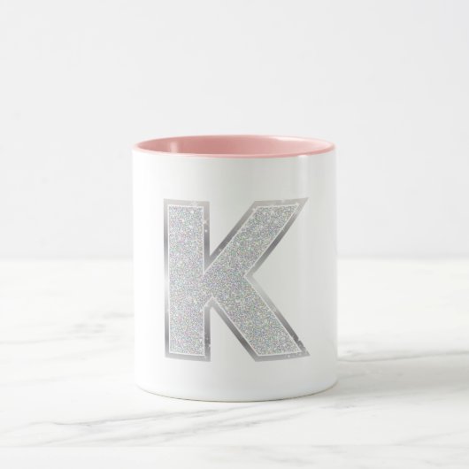 Silver Glitzer Letter K Tasse (Zentrum)