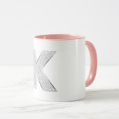 Silver Glitzer Letter K Tasse (VorderseiteRechts)