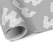 Silver Glitzer Letter W Geschenkpapier (Rolleneckpunkt)