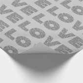 Silver Glitzer Liebe Geschenkpapier (Ecke)