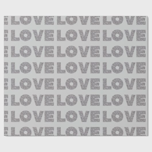 Silver Glitzer Liebe Geschenkpapier (Flach)