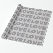 Silver Glitzer Liebe Geschenkpapier (Ungerollt)