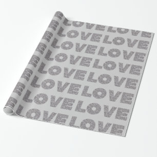Silver Glitzer Liebe Geschenkpapier