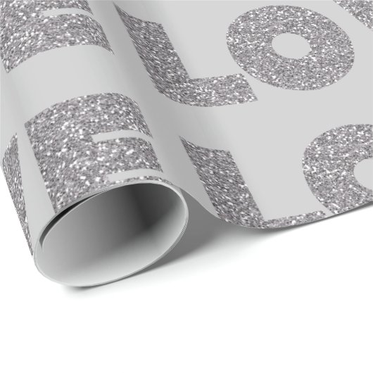Silver Glitzer Liebe Geschenkpapier (Rolleneckpunkt)