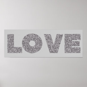 Silver Glitzer Liebe Poster