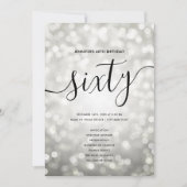 Silver Glitzer Light 60. Geburtstag Einladung (Vorderseite)