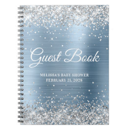 Silver Glitzer Light Blue Baby Showbook Notizblock