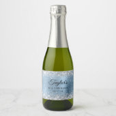 Silver Glitzer Light Blue Foil 40 & Fabulous Schaumweinetikett (Vorderseite)