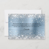 Silver Glitzer Light Blue Foil 40. Geburtstag Dankeskarte (Rückseite)