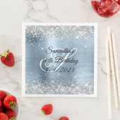 Silver Glitzer Light Blue Foil 40. Geburtstag Serviette (Beispiel)