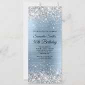 Silver Glitzer Light Blue Foil 50. Geburtstag Einladung (Vorderseite)