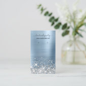 Silver Glitzer Light Blue Foil Earring Display Visitenkarte (Stehend Vorderseite)