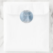 Silver Glitzer Light Blue Foil Extravagant signier Runder Aufkleber (Tasche)