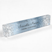 Silver Glitzer Light Blue Foil Namensplakette