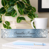 Silver Glitzer Light Blue Foil Namensplakette