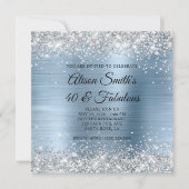 Silver Glitzer Light Blue Monogram 40 & Fabulous Einladung (Vorderseite)