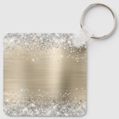 Silver Glitzer Light Gold Foil Extravagant Monogra Schlüsselanhänger (Rückseite)