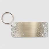 Silver Glitzer Light Gold Foil Extravagant Monogra Schlüsselanhänger (Rückseite)