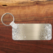 Silver Glitzer Light Gold Foil Extravagant Monogra Schlüsselanhänger (Rückseite)