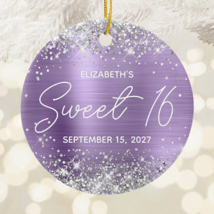 Silver Glitzer Light Lila Extravagant Sweet 16 Fot Keramik Ornament