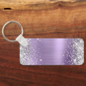 Silver Glitzer Light Lila Foil Extravagant Monogra Schlüsselanhänger (Rückseite)