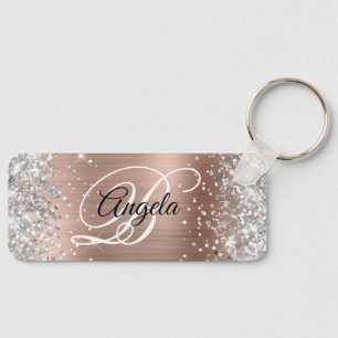 Silver Glitzer Light Lila Foil Extravagant Monogra Schlüsselanhänger