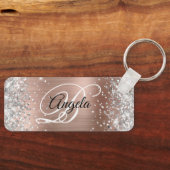 Silver Glitzer Light Lila Foil Extravagant Monogra Schlüsselanhänger (Vorderseite)