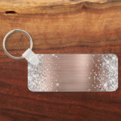 Silver Glitzer Light Lila Foil Extravagant Monogra Schlüsselanhänger (Rückseite)