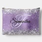 Silver Glitzer Light Lila Foil Extravagant Monogra Zubehörtasche (Vorderseite)
