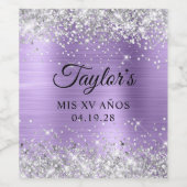 Silver Glitzer Light Lila Foil Mis XV Anos Weinetikett (Einzelnes Label)